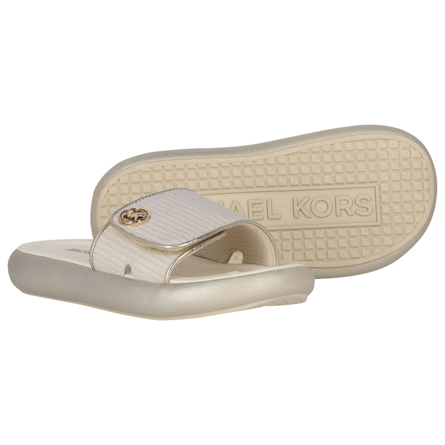 Girls Ivory & Gold Logo Sliders, 1, hi-res image number null