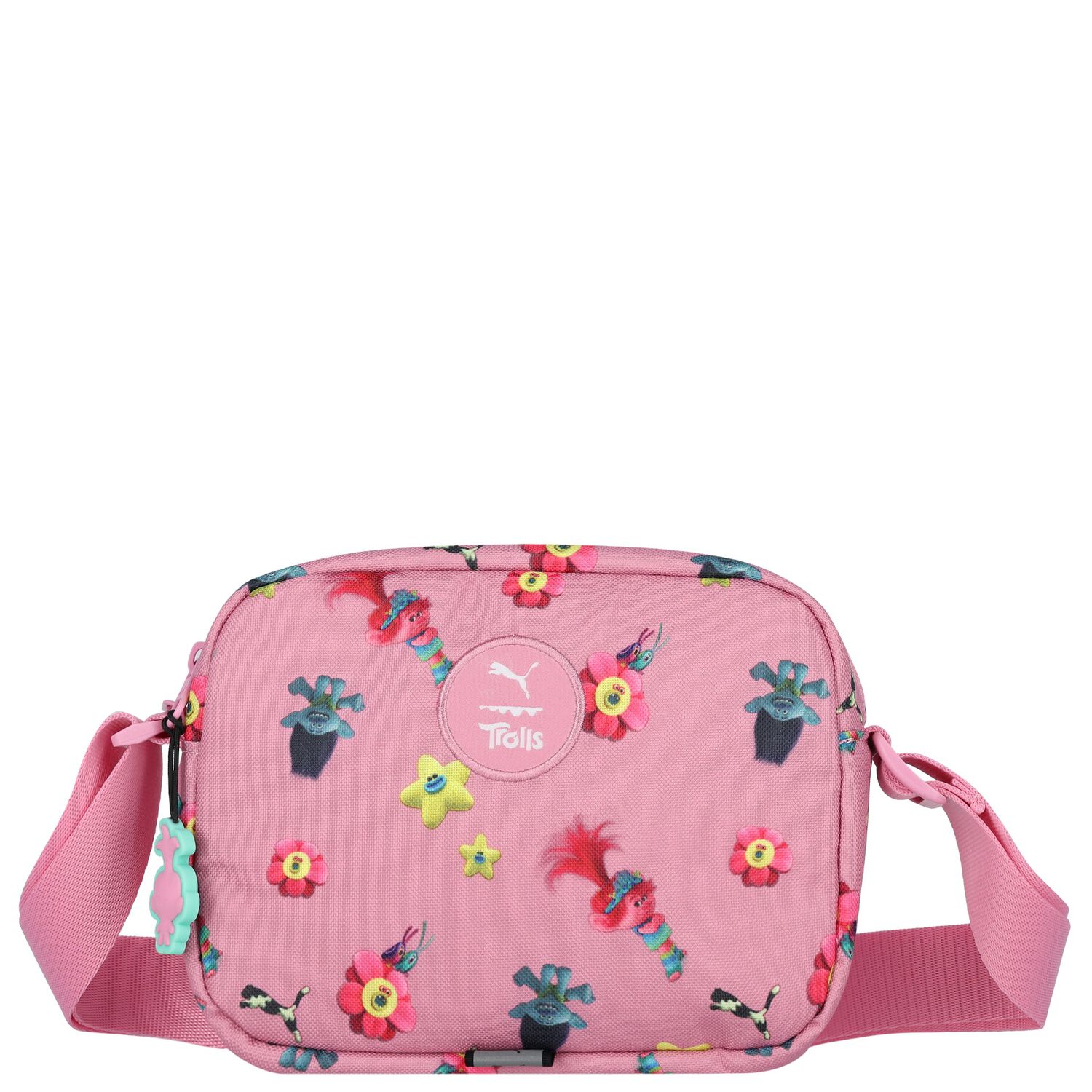 Girls Pink Trolls Logo Handbag, 1, hi-res