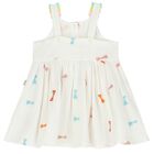 Younger Girls White Embroidered Bow Dress Set, 1, hi-res