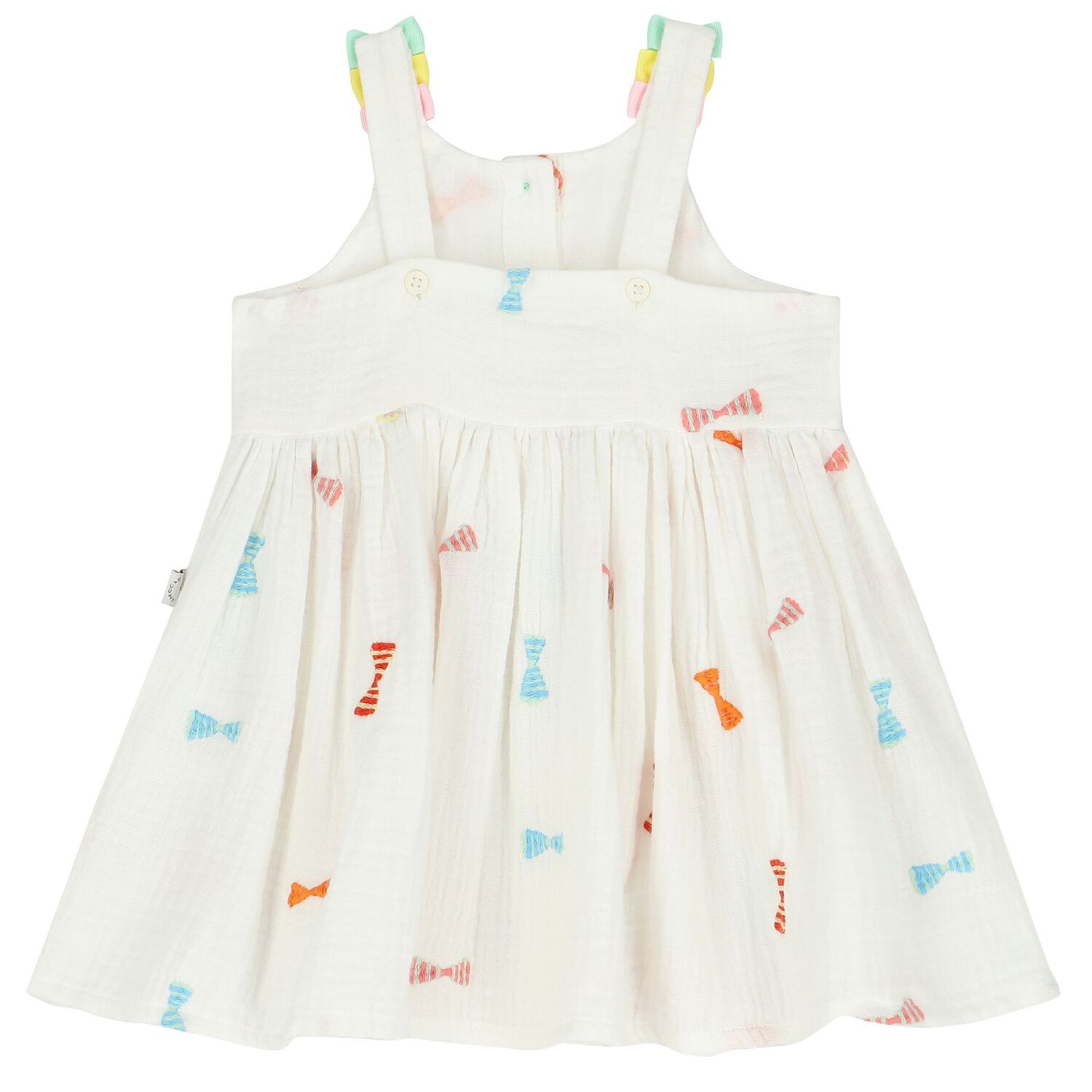 Younger Girls White Embroidered Bow Dress Set, 1, hi-res