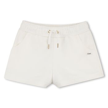 Girls Mini Me Ivory Logo Shorts