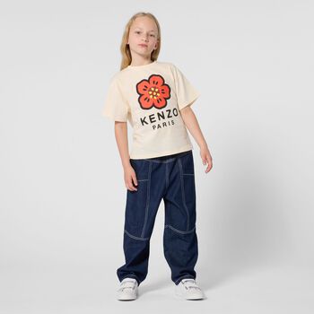 Girls Ivory Boke Flower T-Shirt