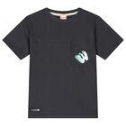 Boys Dark Grey Cotton T-Shirt, 1, hi-res