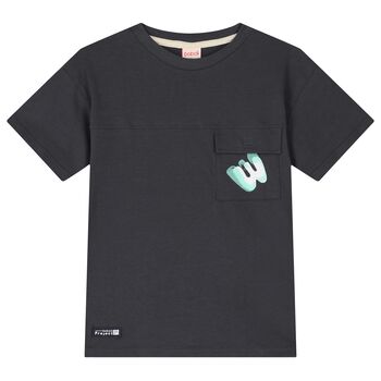 Boys Dark Grey Cotton T-Shirt