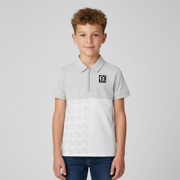 Boys White & Grey Logo Polo Shirt