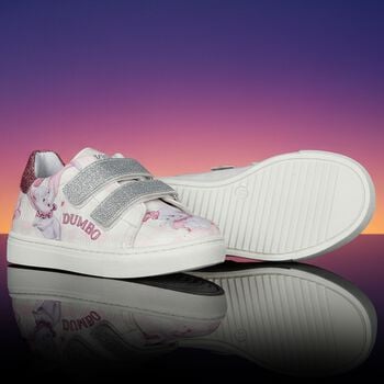 Girls Pink & White Disney Trainers