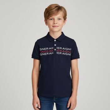 Boys Navy Blue Logo Polo Shirt