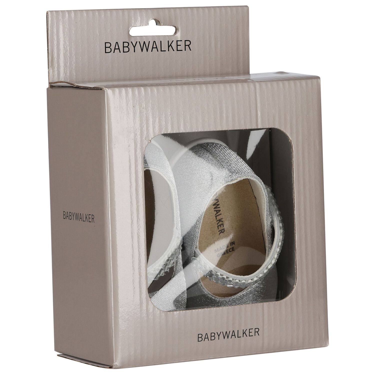 Baby Girls Silver Swarovski Crystal Shoes, 1, hi-res