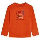 Boys Orange Logo Long Sleeve Top, 2, hi-res