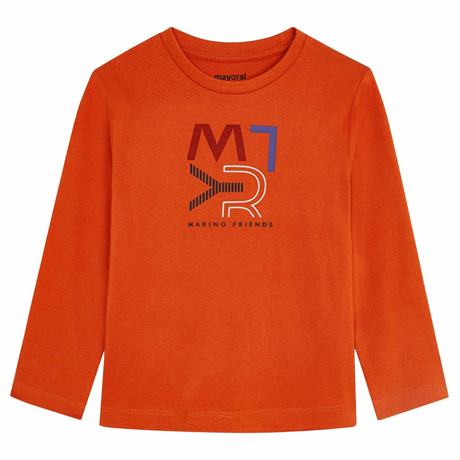 Boys Orange Logo Long Sleeve Top, 2, hi-res