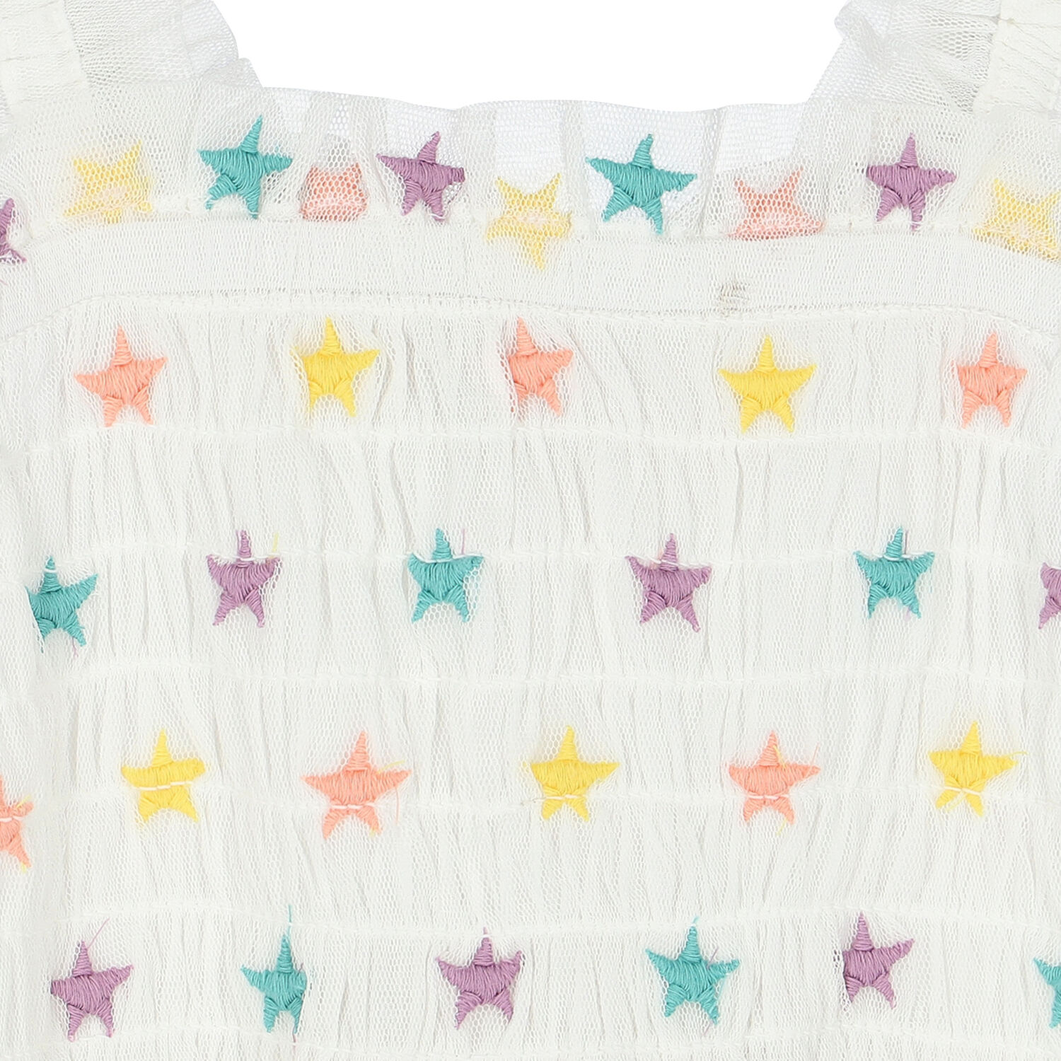 Girls White Tulle Star Dress, 1, hi-res