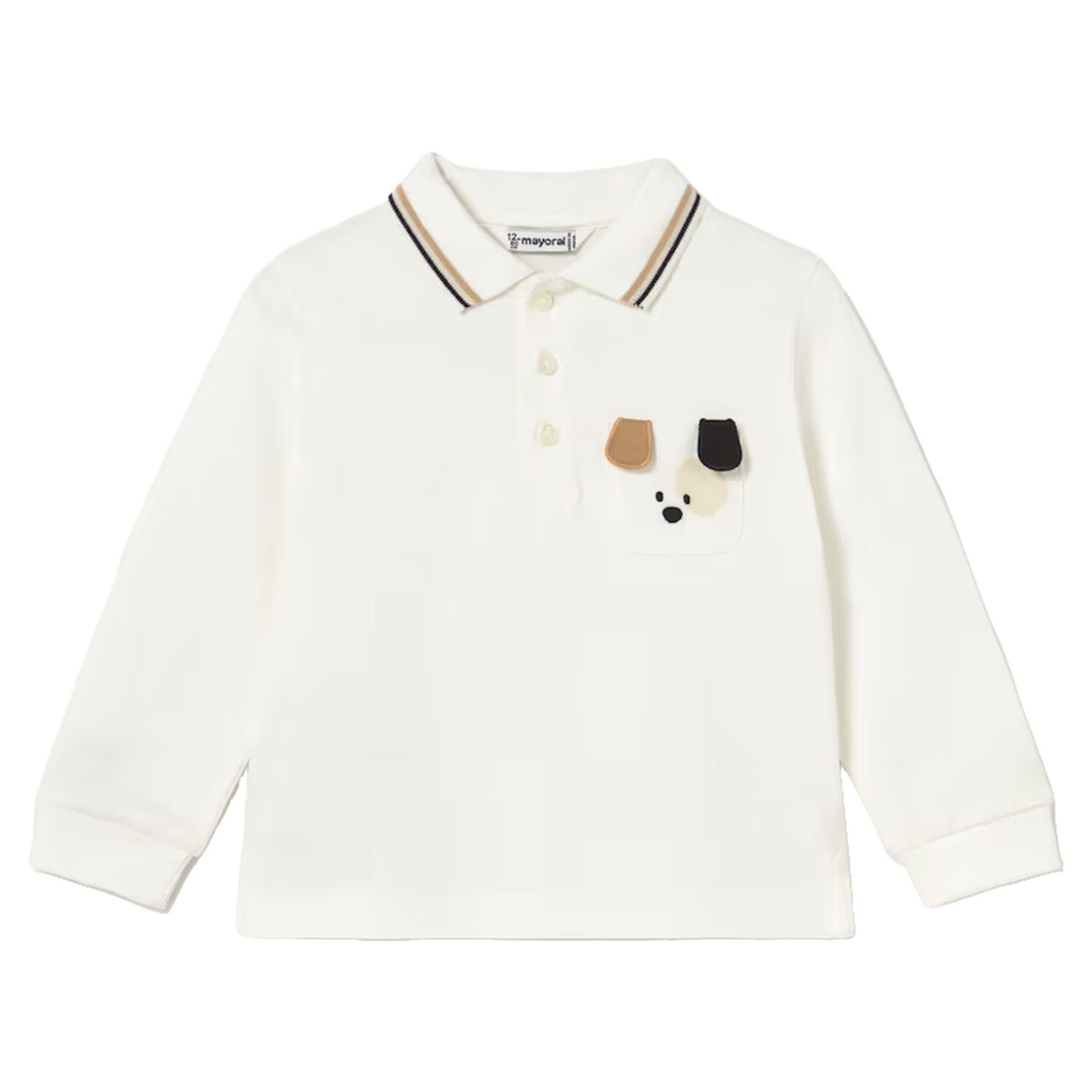Younger Boys Ivory Puppy Polo Shirt, 1, hi-res