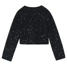 Girls Black Sequin & Velvet Bow Jacket, 1, hi-res