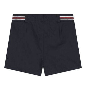 Baby Boys Navy Blue Web Striped Canvas Shorts