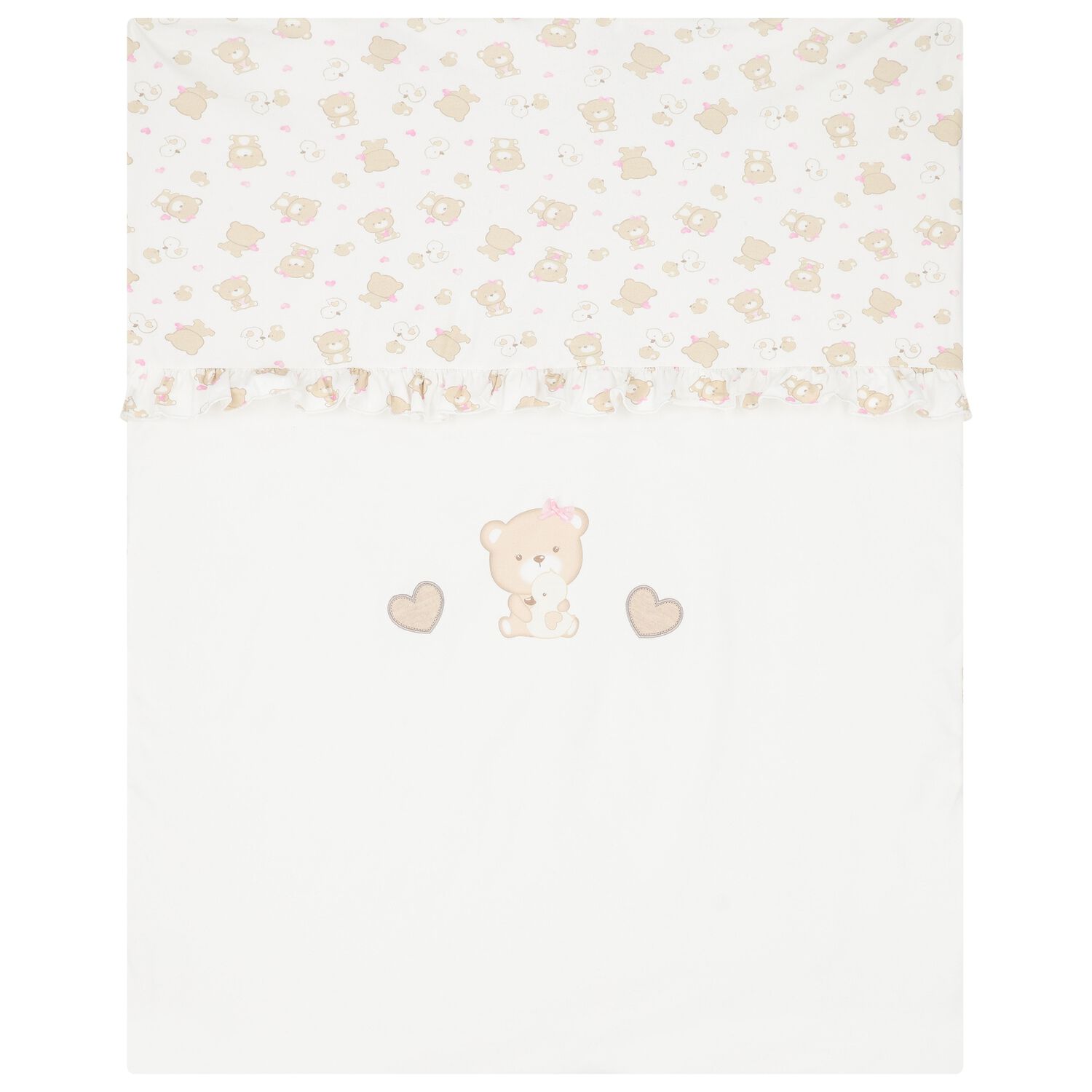 Baby Girls Ivory Teddy Bear Blanket, 1, hi-res