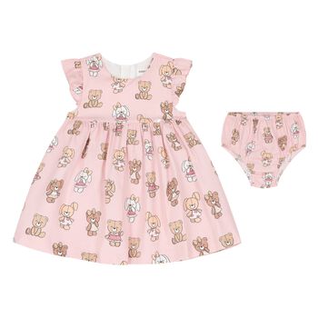 Baby Girls Pink Teddy Bear Dress Set