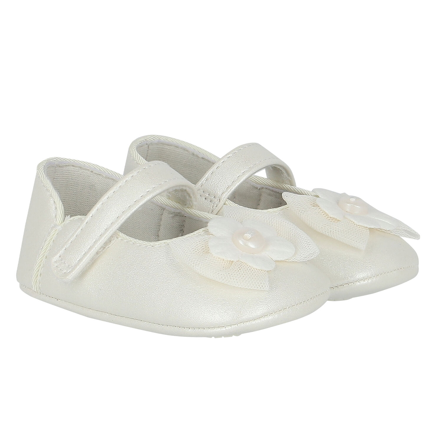 Baby Girls Ivory Flower Pre-Walker Shoes, 2, hi-res image number null