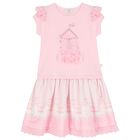 Girls Pink Broderie Anglaise Dress, 1, hi-res