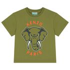 Boys Green Elephant Logo T-Shirt, 1, hi-res