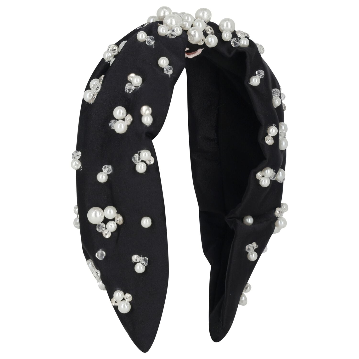 Girls Black Pearl & Cystal Headband, 1, hi-res