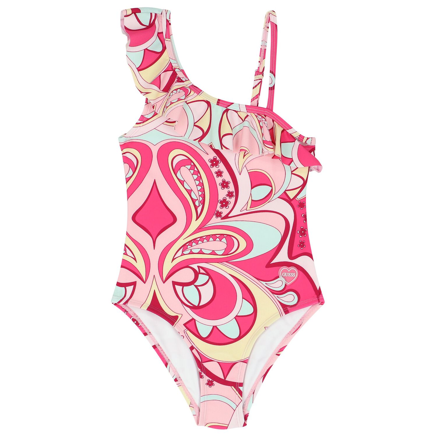 Girls Abstract Print Swimsuit, 1, hi-res