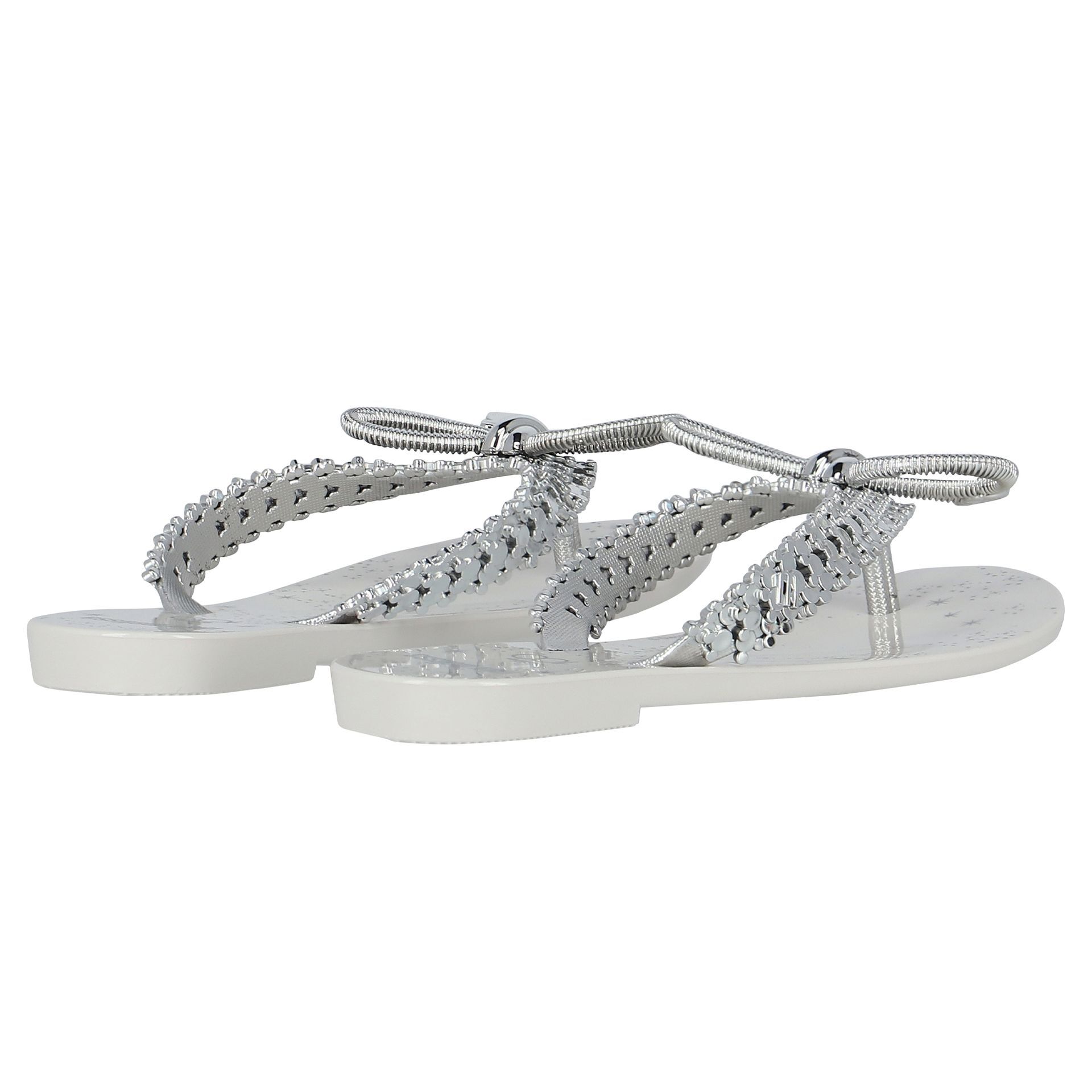 Silver bow flip flops cheap