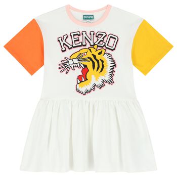 Girls Ivory Varsity Tiger Dress