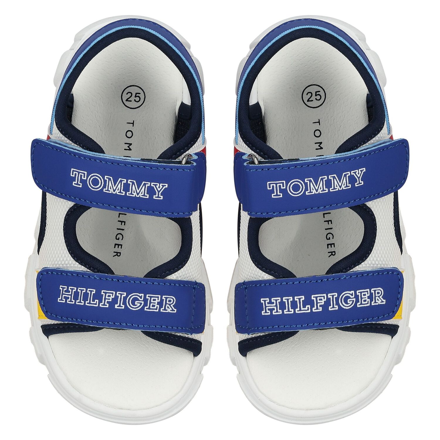 Boys White & Blue Logo Sandals, 1, hi-res image number null