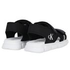 Younger Boys Black & White Logo Sandals, 2, hi-res