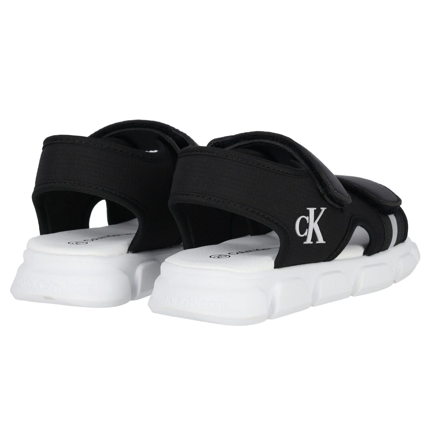 Younger Boys Black & White Logo Sandals, 2, hi-res image number null