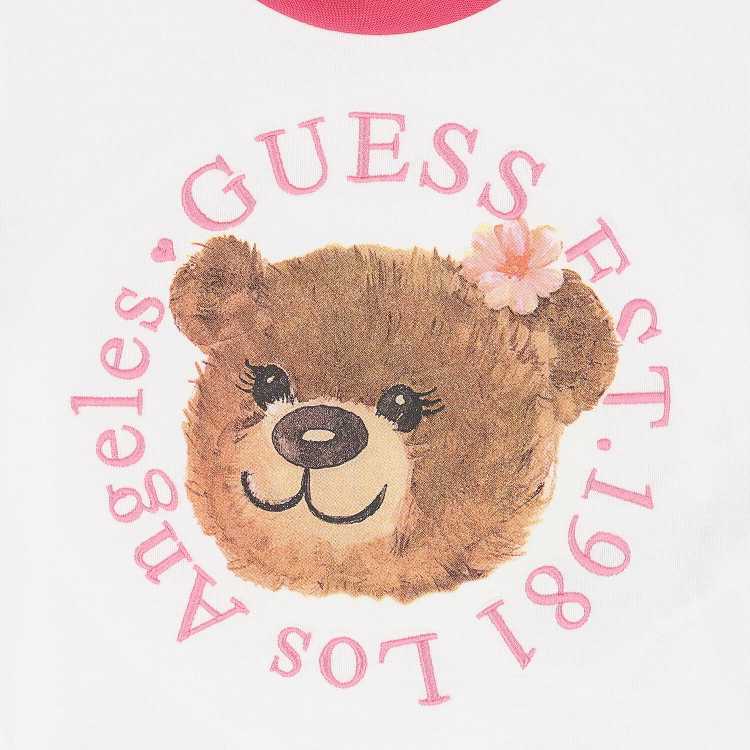 Girls White & Pink Teddy Bear T-Shirt, 1, hi-res