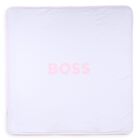 Baby Girls White & Pink Striped Logo Blanket , 2, hi-res