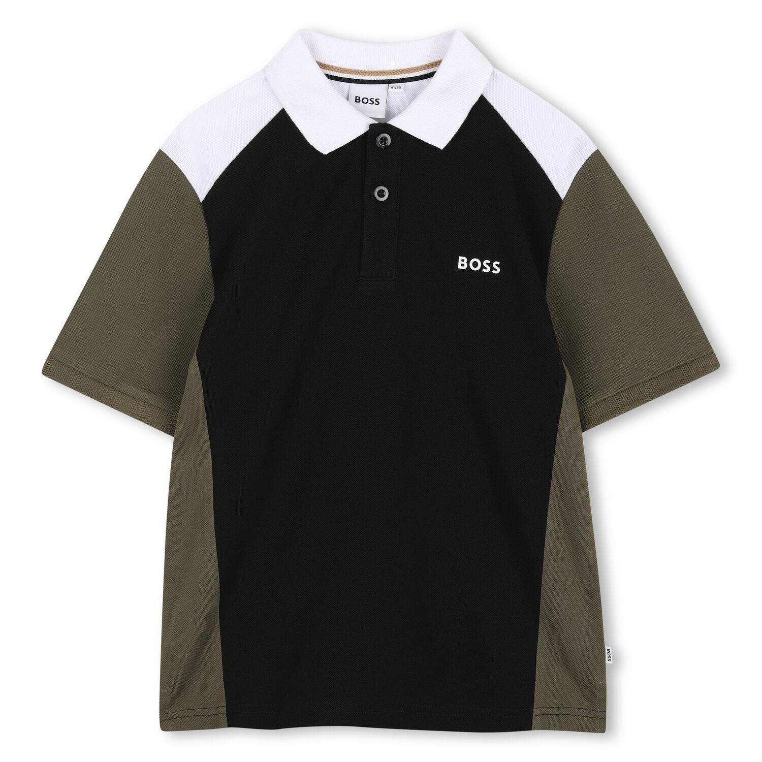 Boys Black, Green & White Logo Polo Shirt, 1, hi-res