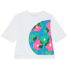 Girls White Logo Long Sleeve Top, 1, hi-res