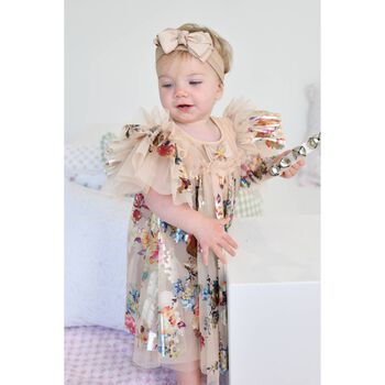 Baby Girls Beige Tulle Flowers Dress