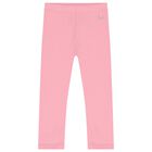 Girls Pink Logo Leggings, 4, hi-res