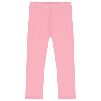 Girls Pink Logo Leggings
