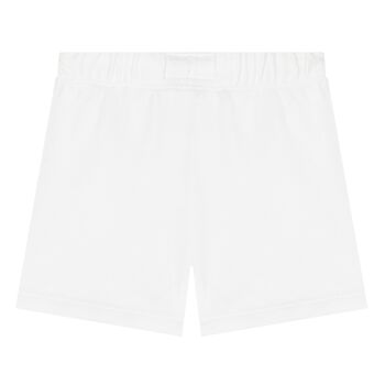 Younger Boys White Monogram Logo Shorts