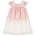 Girls Pink Chiffon Floral Dress, 1, hi-res