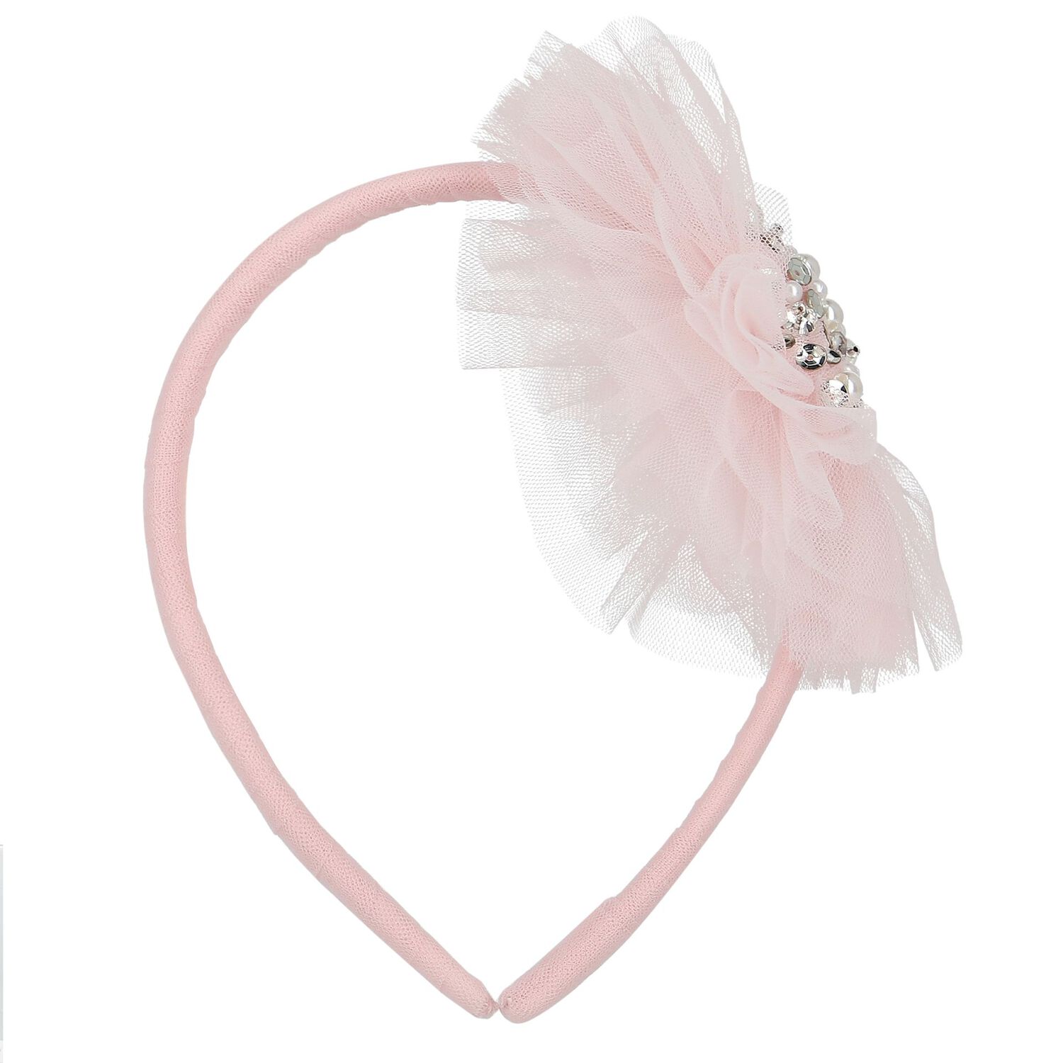 Girls Pink Tulle Headband, 1, hi-res