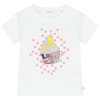 Girls White Cup Cake T-Shirt
