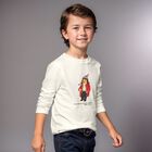 Boys White Polo Bear Long Sleeve Top, 1, hi-res