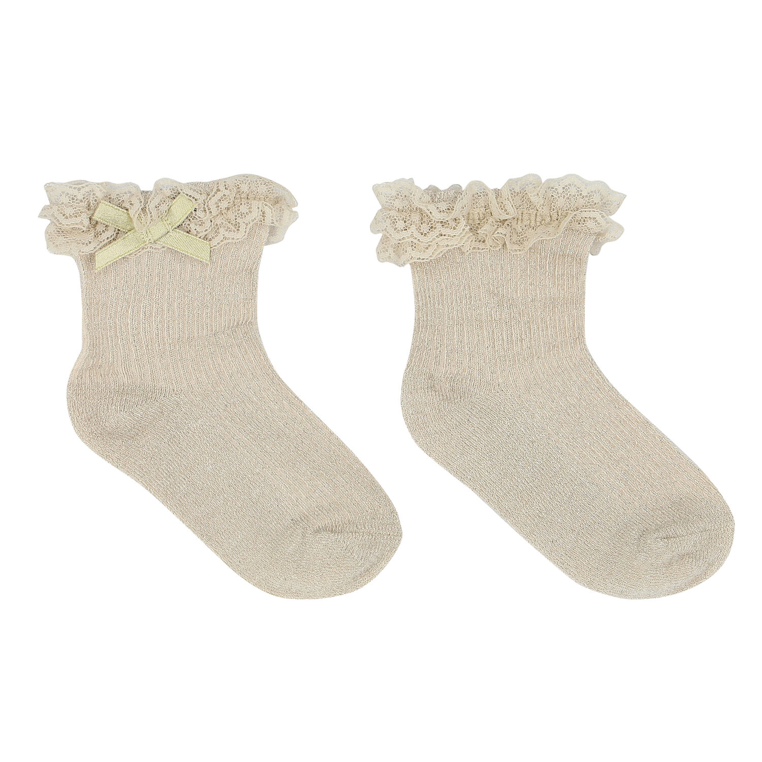 Baby Girls Beige Lace Socks, 1, hi-res