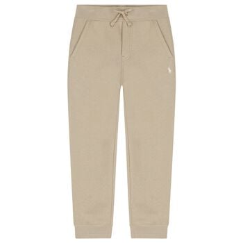 Boys Beige Logo Joggers