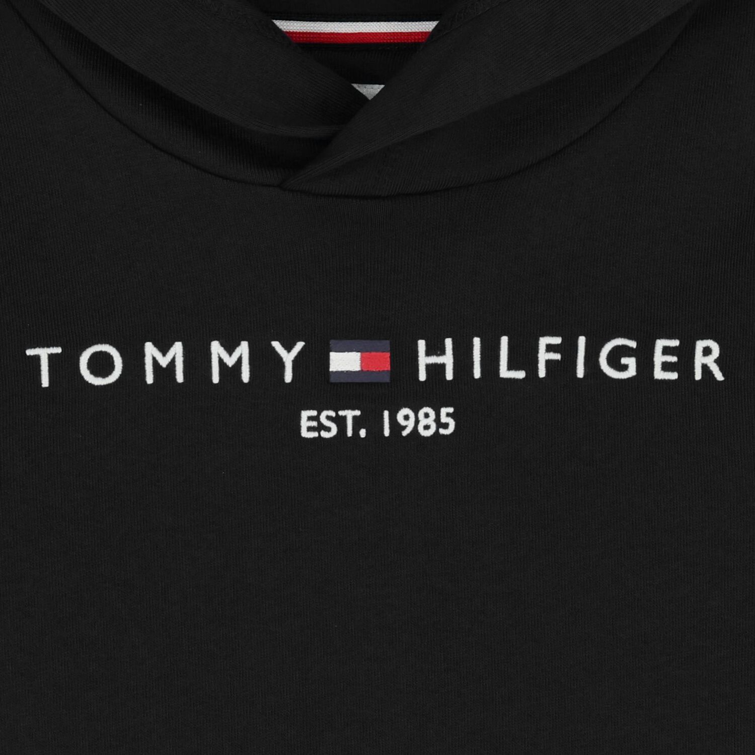 Boys Black Logo Hooded Top, 1, hi-res