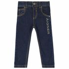 Younger Boys Blue Denim Logo Jeans, 1, hi-res