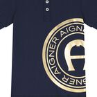 Boys Navy Blue & Gold Polo Shirt, 2, hi-res