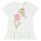 Younger Girls White Graphic T-Shirt, 1, hi-res