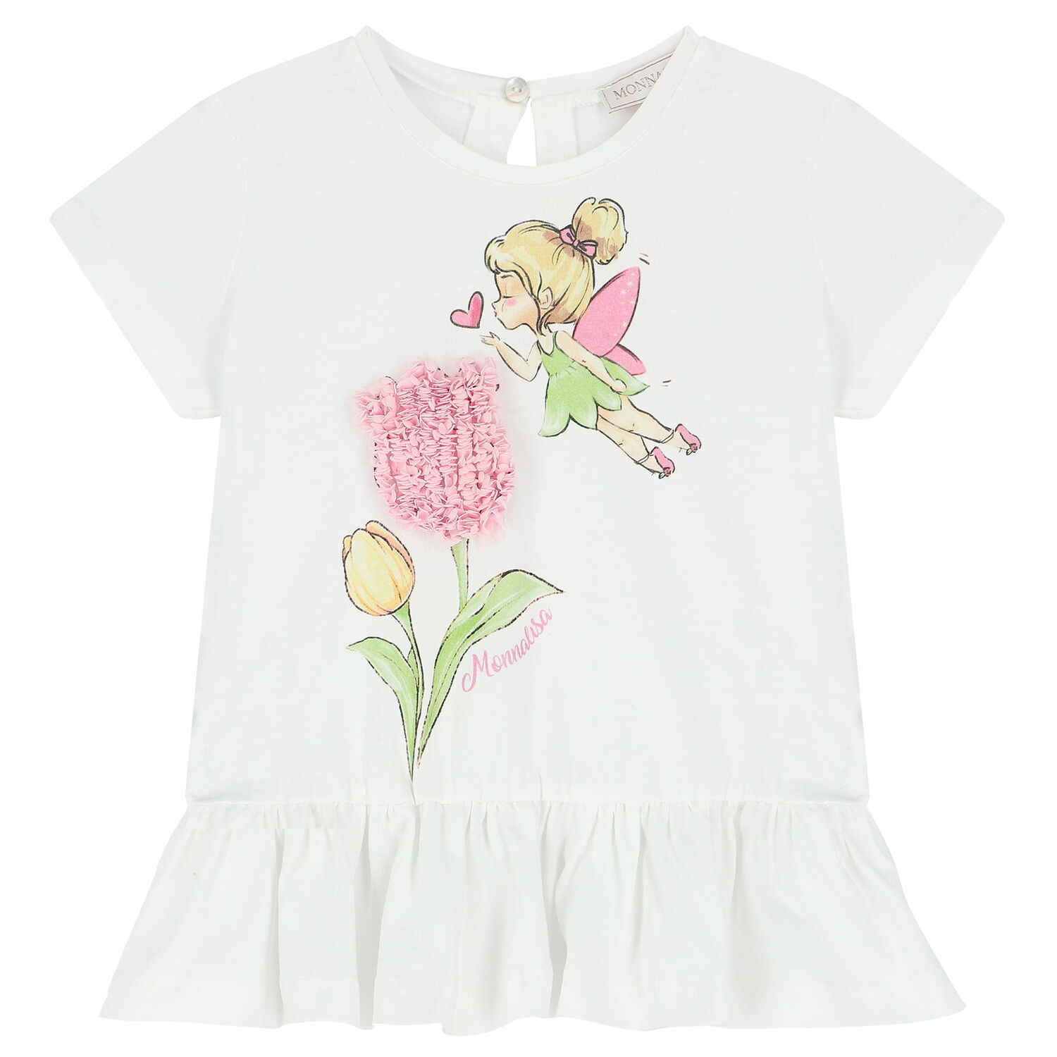 Younger Girls White Graphic T-Shirt, 1, hi-res