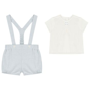 Baby Boys White & Blue Shorts Set 